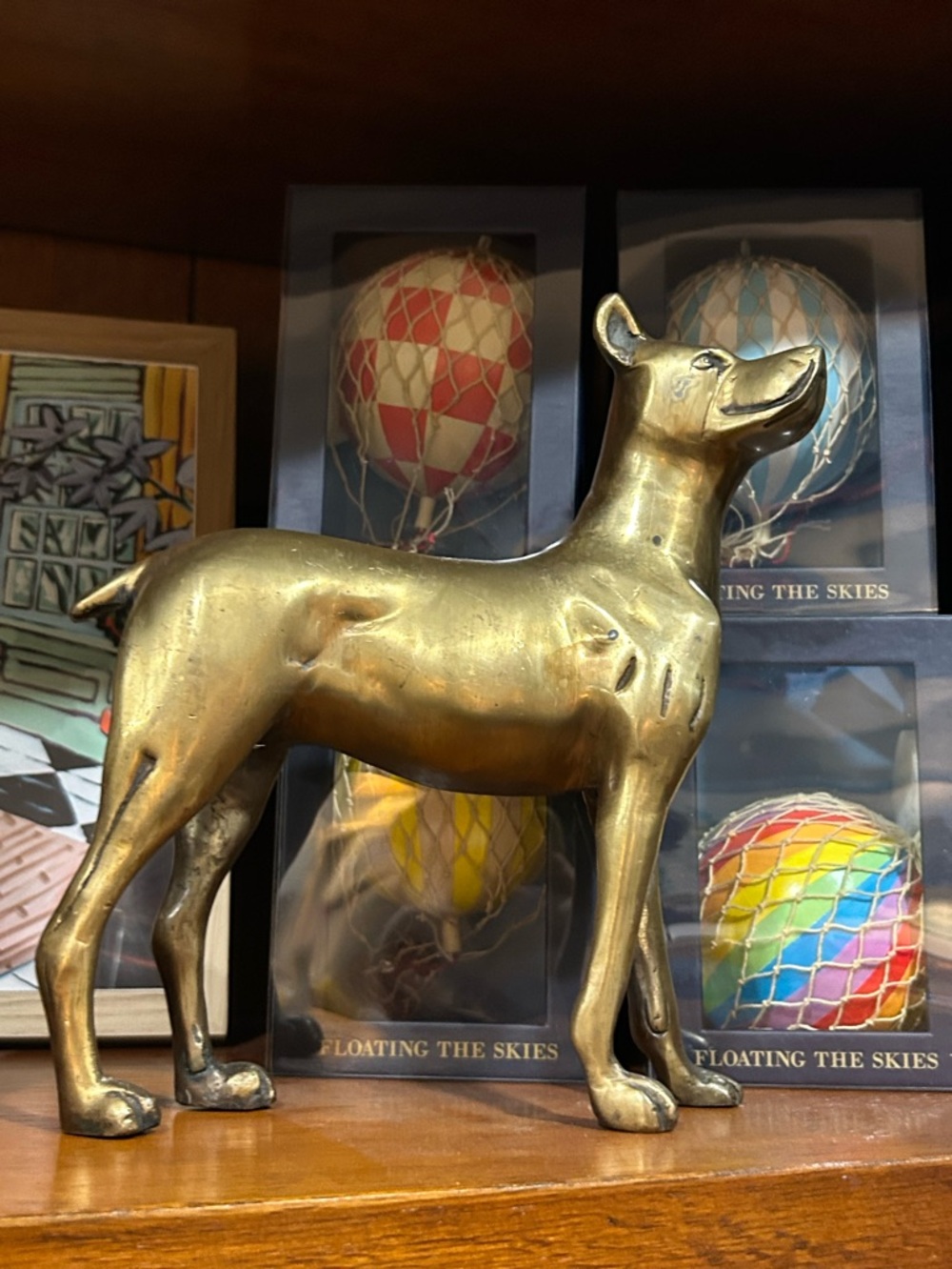 Vintage Large Weighty Brass Dog Sculpture Home Accent